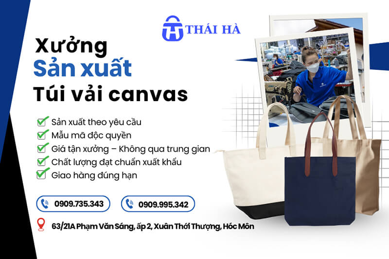 Xưởng sản xuất túi vải bố số lượng lớn, in logo theo yêu cầu -Thái Hà