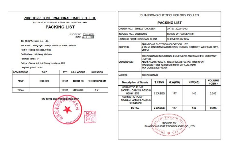 Phiếu đóng gói (Packing List)