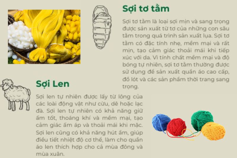 Sợi tơ tằm và Sợi len
