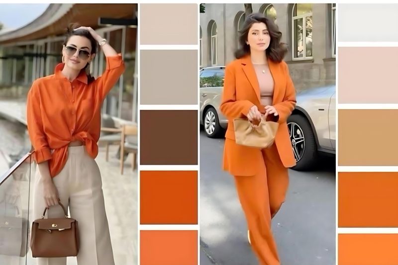 Màu cam phối với màu be