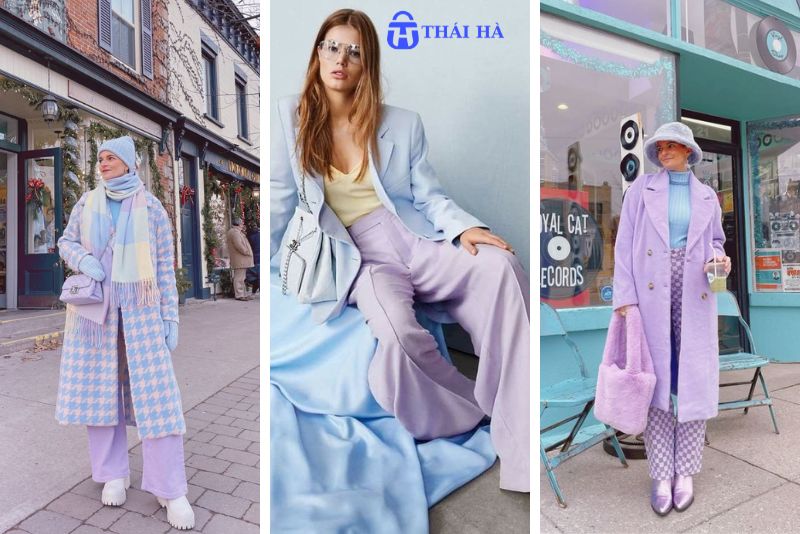 Màu tím nhạt phối với màu xanh dương