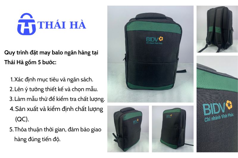 Quy trình đặt may balo ngân hàng tại Xưởng may Thái Hà