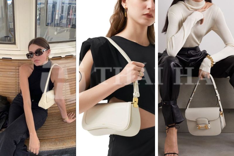 Phối túi màu trắng phong cách cổ điển với màu đen