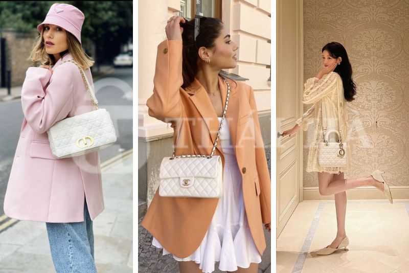 Phối túi màu trắng với gam màu pastel