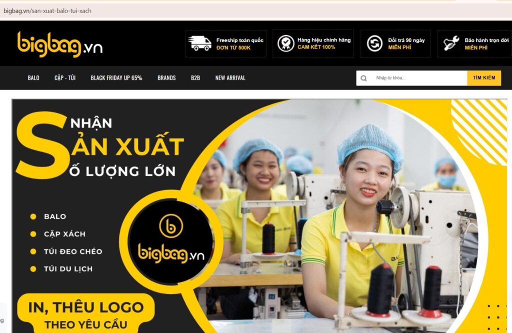 Xưởng may balo L.A quận Bình Tân