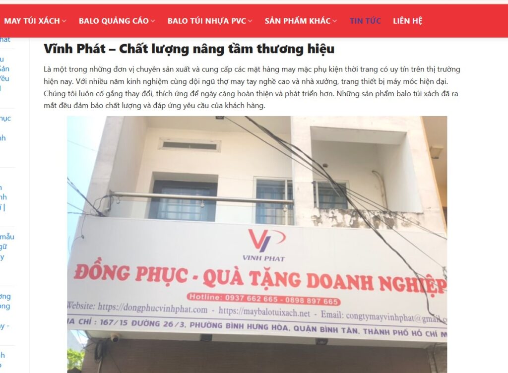 Xưởng may balo Vĩnh Phát 