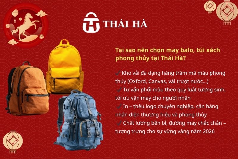 Chọn may balo, túi xách tại xưởng may Thá Hà