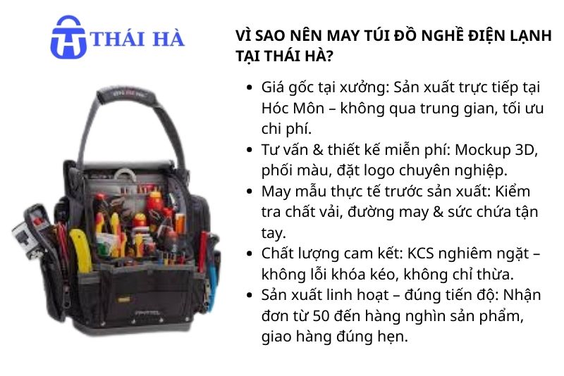 xưởng may túi đồ nghề điện lạnh Thái Hà