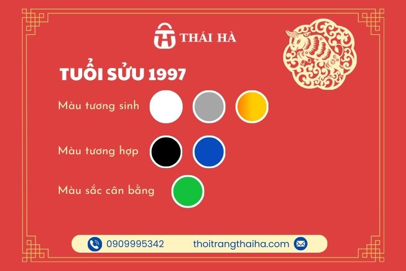 Tuổi sửu 1997 hợp màu gì 2026, các màu tương sinh, tương hợp