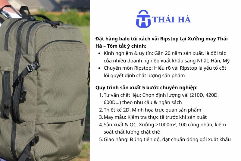 Đặt may balo, túi xách tại xưởng may Thái Hà