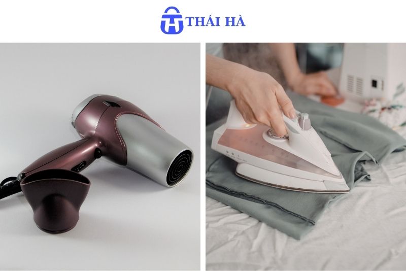 Sử dụng máy sấy và bàn là (bàn ủi) tẩy mực in trên túi vải