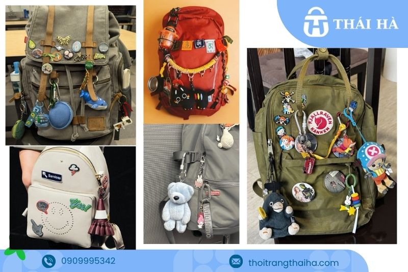 Xu hướng balo nữ trang trí móc khoá