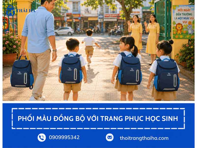 Balo đồng phục mầm non phối màu đồng bộ với trang phục học sinh