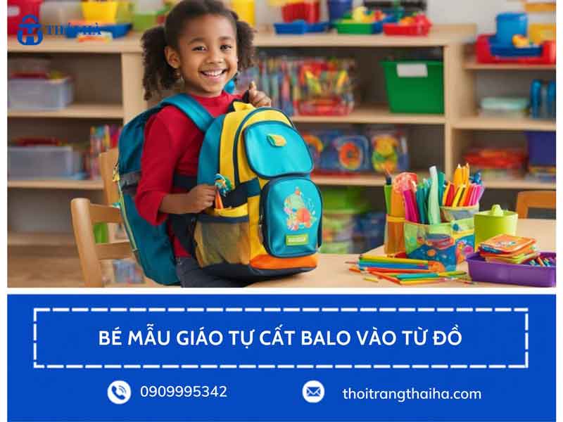 Bé mẫu giáo tự cất balo đồng phục vào từ đồ rèn luyện tính tự lập