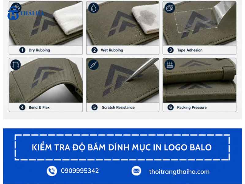 Kiểm tra độ bám dính mục in logo balo quà tặng bằng máy ma sát