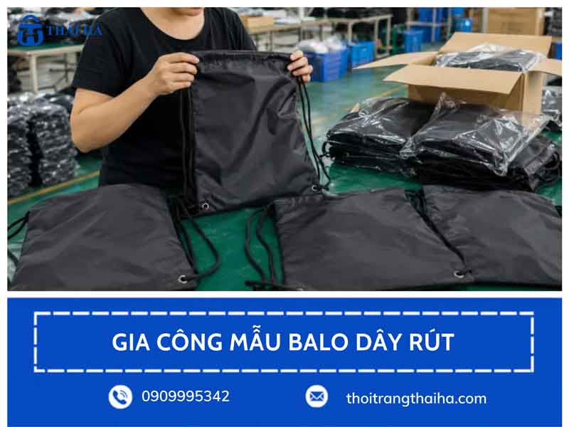 Mẫu balo dây rút quảng cáo 2026 chất liệu vải dù chống thấm in logo