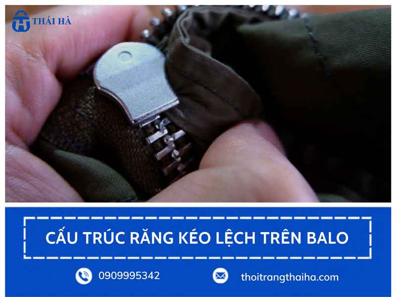 Cấu trúc răng kéo lệch trên balo laptop