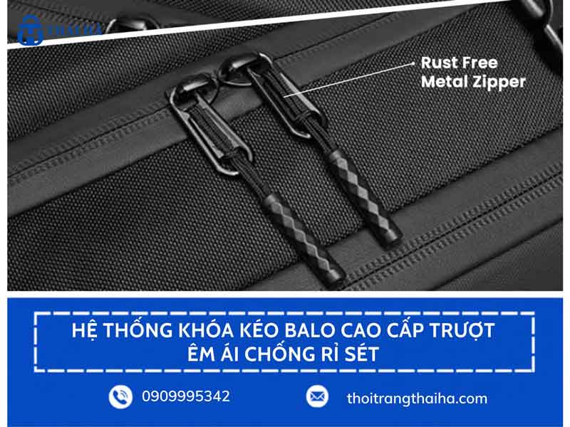 Hệ thống khóa kéo balo cao cấp trượt êm ái chống rỉ sét