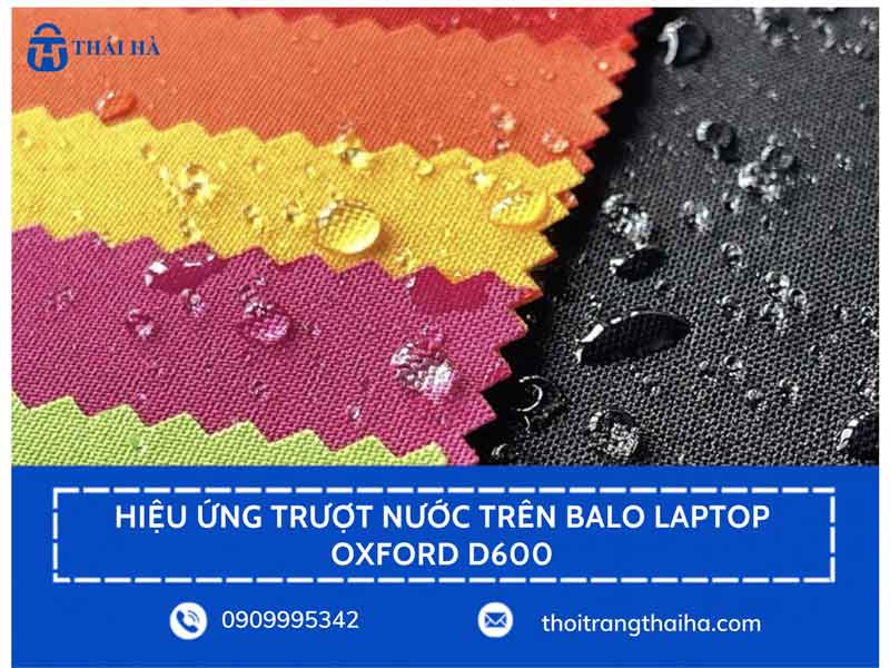 Hiệu ứng trượt nước trên balo laptop Oxford D600