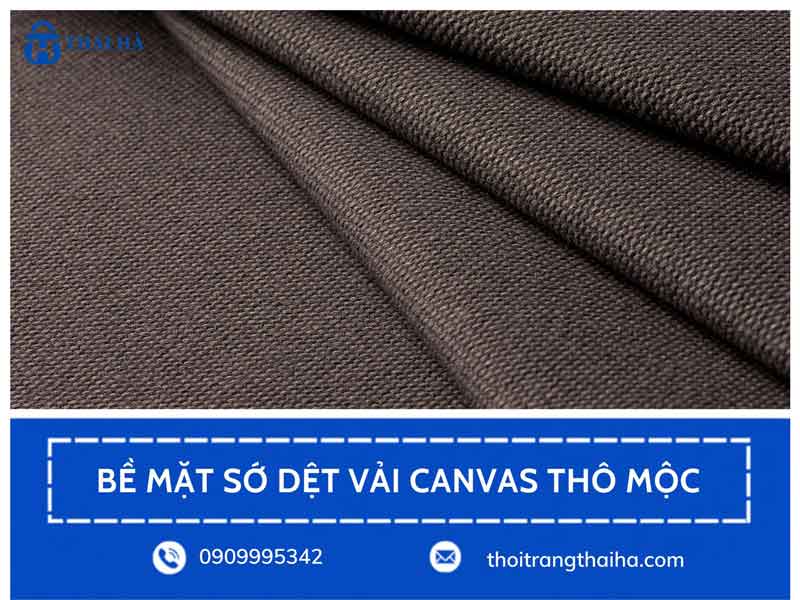 Cận cảnh bề mặt sớ dệt vải canvas thô mộc