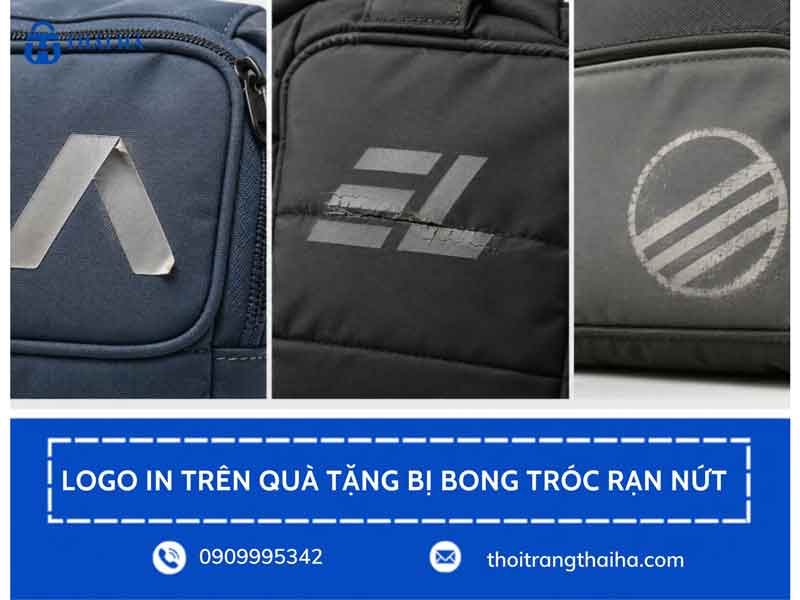 Cận cảnh lớp mực in rạn nứt và bong tróc chỉ sau vài lần giặt hoặc đi mưa.